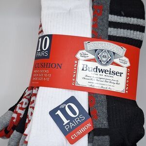 Budweiser king of beers 10 pairs cushion socks nwt